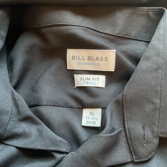 Bill Bass Black Slim Fit Long Sleeve Button Front Men XL 17-17 1/2 34/35 - Picture 3 of 6